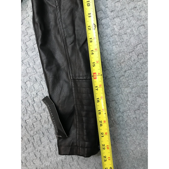 Signature Studio Jacket Womens Med Black Moto Madness Faux Leather Biker Zip NEW - Picture 10 of 16